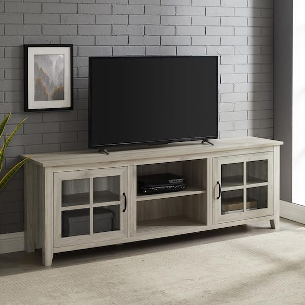 Walker Edison Furniture Company 70 in. Birch Composite TV Stand Fits TVs Up to 75 in. with Storage Doors