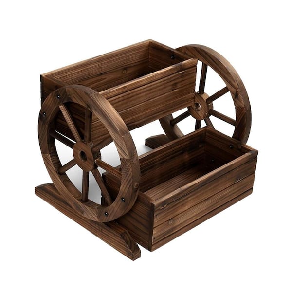 Unbranded Brown Wood Indoor/Outdoor Planter Box with Wheels (1-Pack)