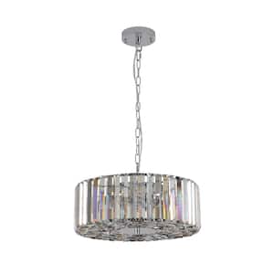 60-Watt 4-Light Transparent Pendant Light with Round Crystal Shade, No Bulbs Included