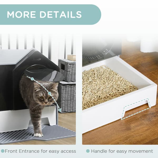 19.7L x19.52W x 25.2H Self Cleaning Cat Litter Box Automatic Cat Litter Box Ten-Layered Safety Protection Mat Liner