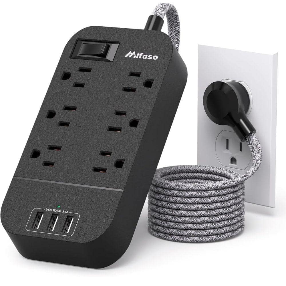 Etokfoks Wall Mounted 6-Outlet Power Strip Surge Protector with 3 USB ...