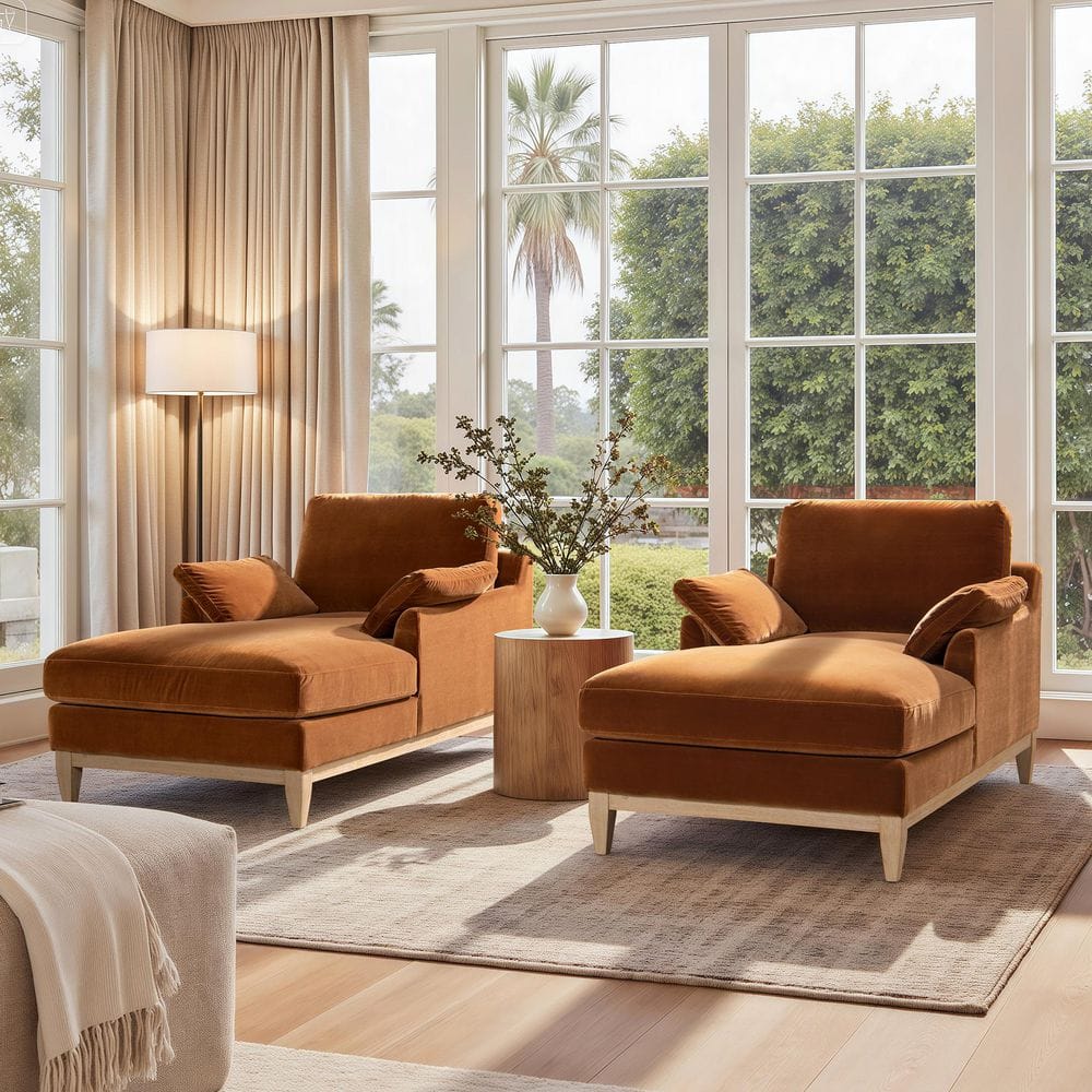Pasadena Modern Farmhouse Chaise Lounge Chair Burnt Orange Performance Velvet price history on PriceWatchPro