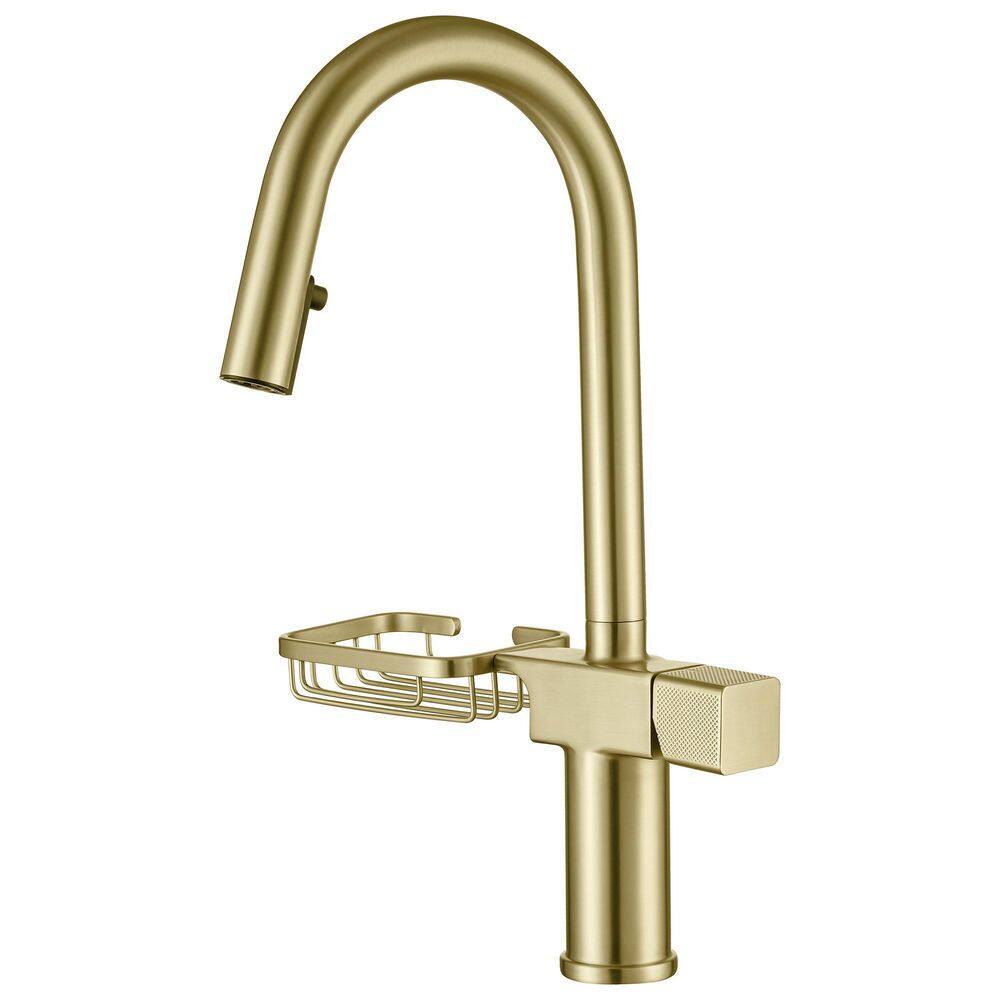 Single Handle Brushed Gold 16.8 in. Pull Down Sprayer Kitchen Faucet with 360° Spout Swivel Kitchen Sink Faucet price history on PriceWatchPro