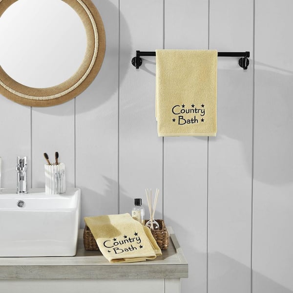 Country Bath Soybean Crème Navy Stars 100% Cotton Hand Towel (Set of 2)