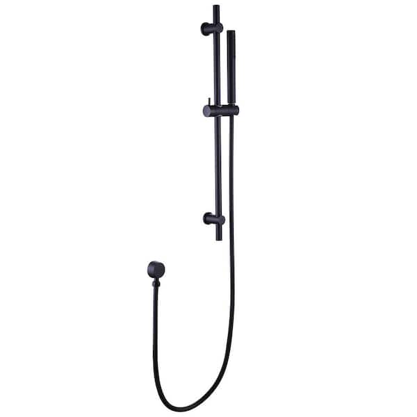 waterpar 1-Spray Handheld Shower Head with 23.6 in. Slide Bar in Matte Black