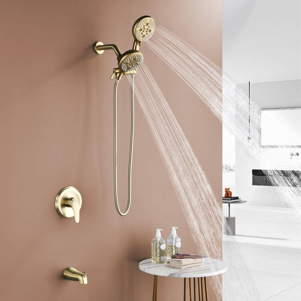 Brushed Gold Multi-Head Rain Shower System with Handheld