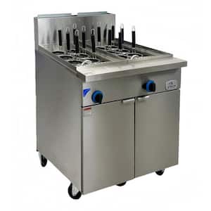 NSF Commercial 88 qt. Natural Gas Pasta Cooker with 12 Baskets and 70,000 BTU in Stainless Steel, ETL for Sanitation