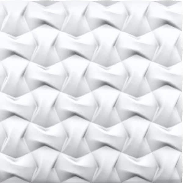 A La Maison Ceilings Bow 3/4 in. x 2 ft. x 2 ft. Plain White Seamless Foam Glue-Up 3D Wall Panels (12-Pack) 48 sq. ft./case
