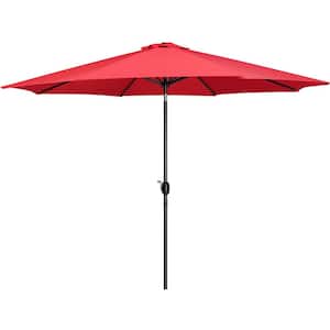 11 ft. Patio Umbrella Market Umbrella with Push Button Tilt and Crank for Garden Red