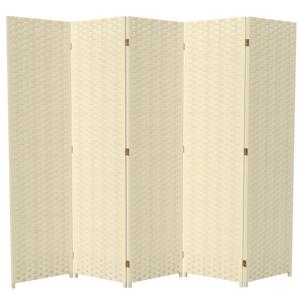 Oriental Furniture 6 ft. Cream 5-Panel Room Divider