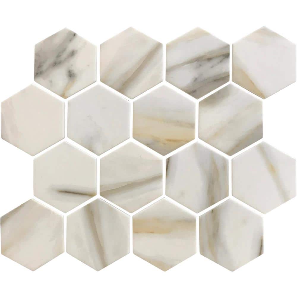 White Beige 10.2 in. x 11.7 in. Hexagon Matte Finished Glass Mosaic Tile (8.29 sq. ft./Case) price history on PriceWatchPro
