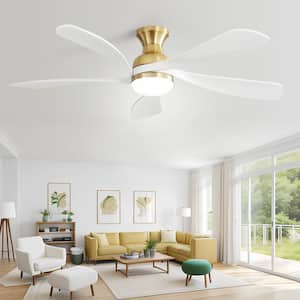52 in. Indoor/Outdoor Smart 6-Speed Gold Ceiling Fan with Light and Remote and App Control