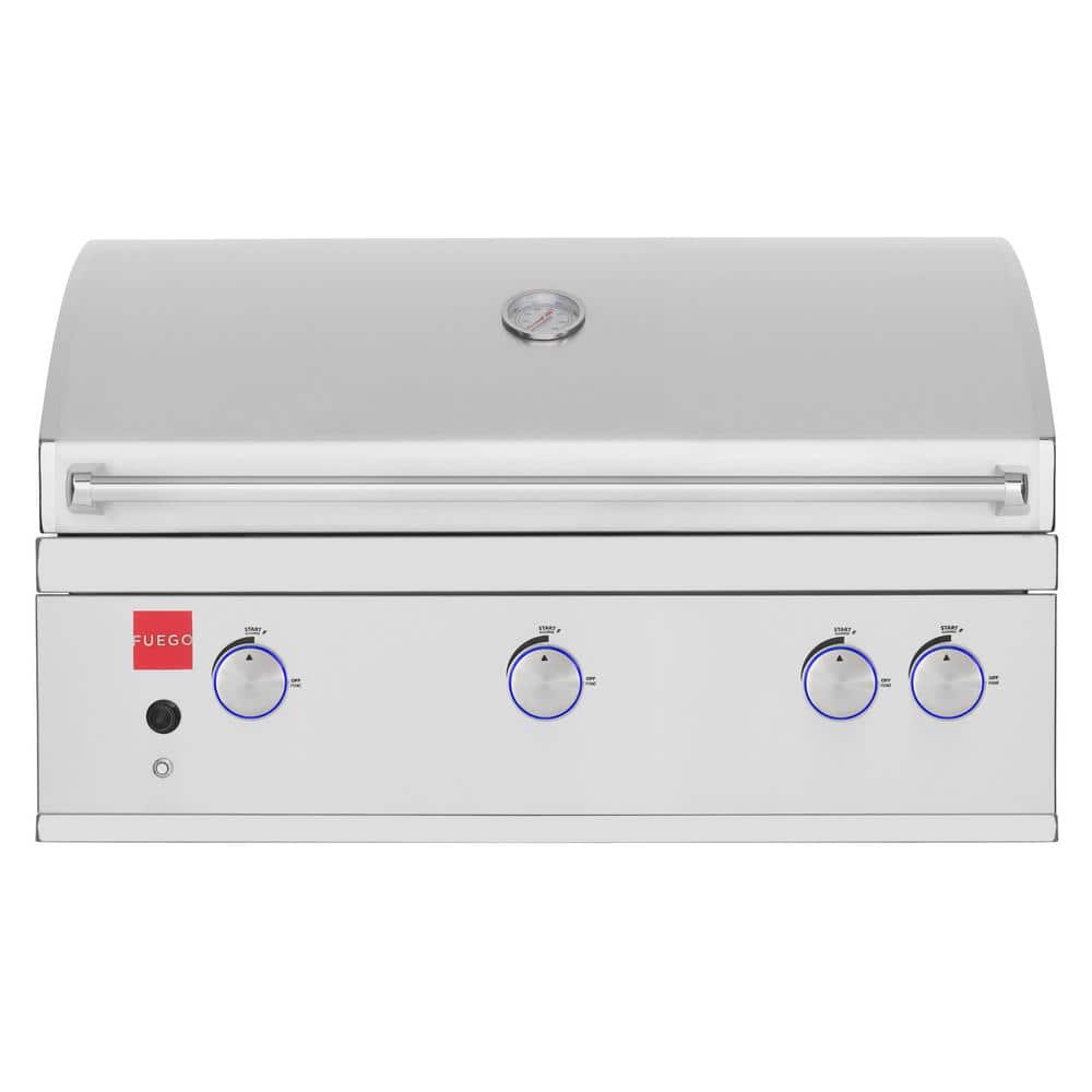 Premium 36 in. 4-Burner Built-In Natural Gas Grill in 304 Stainless Steel with Rear Infrared Rotisserie Burner