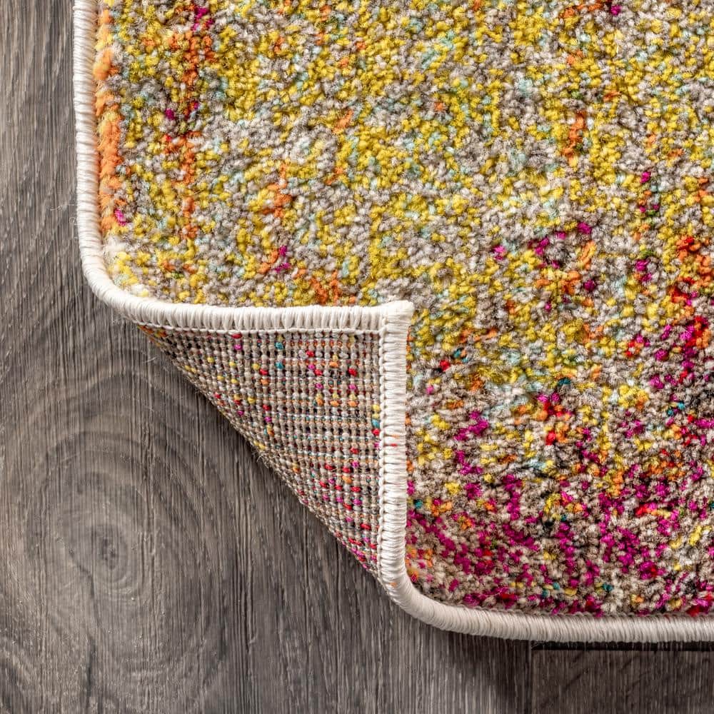 Luxe Soft Weave Abstract Cream & Pink Synthetic Area Rug