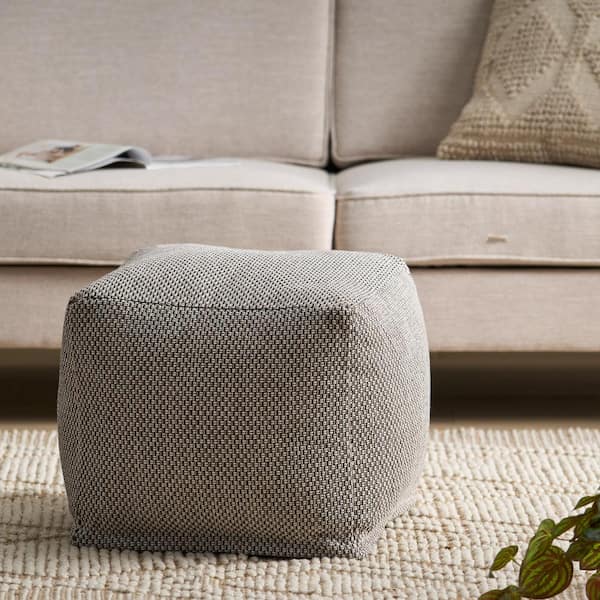 Simpli Home Fredrik Boho Square Pouf in Cream Woven Genuine Leather  AXCPF-19-CR - The Home Depot