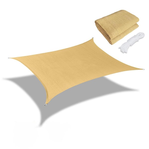 20 ft. x 26 ft. Sand Rectangle Premium Permeable Sun Shade Sail with Stainless Steel D-rings, 95% UV Rays Block