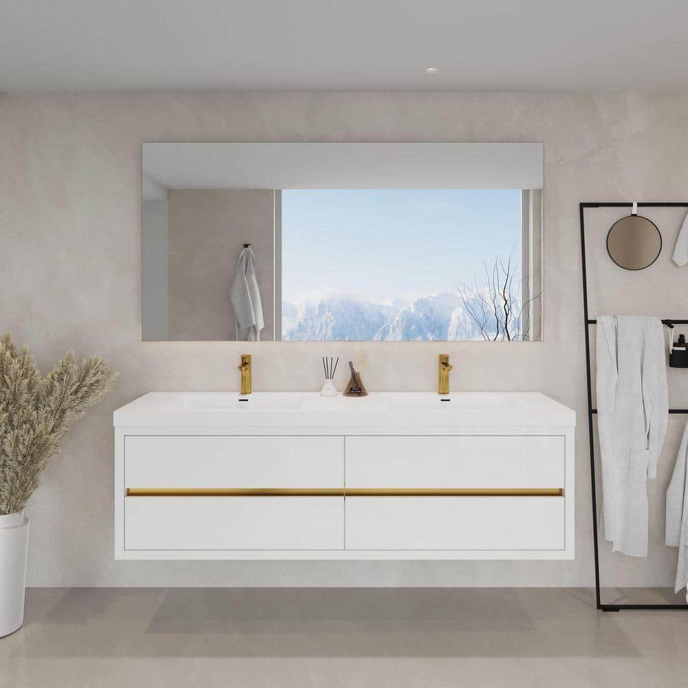 Aionor 72 in. W Double Sink Wall-Mounted Floating Bath Vanity