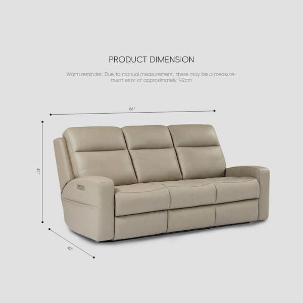 Ellesophas 86 in Genuine Leather Square Arm Reclining Sofa with