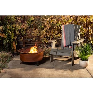 Tripoli 26 in. Diam Wood Burning Fire Pit with lid and poker