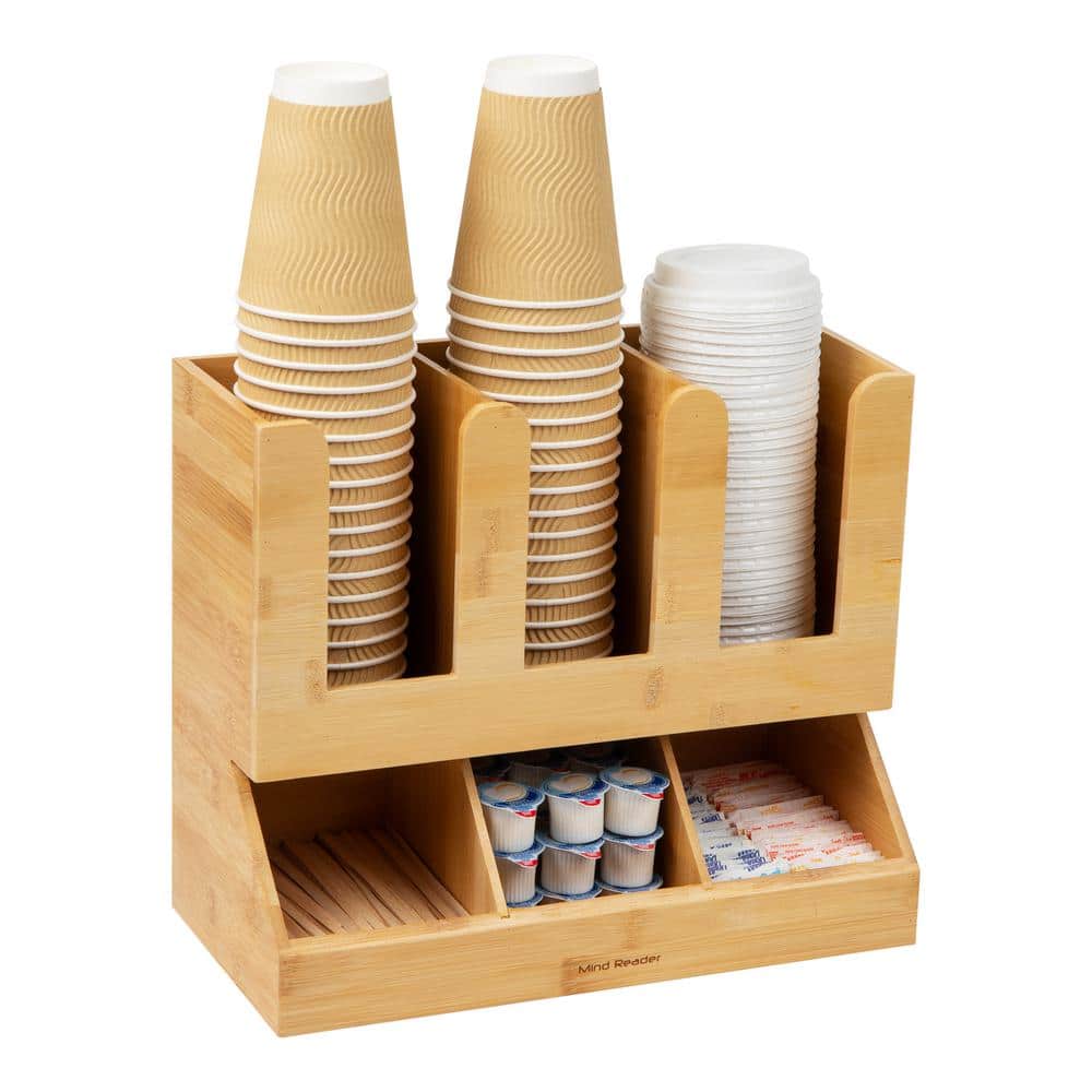 Restpresso Natural Bamboo Coffee Cup / Lid Organizer - 4 Section