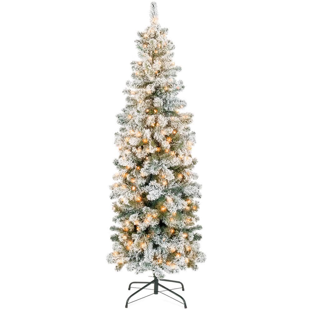 Best Choice Products 6 ft. PreLit Incandescent Flocked Artificial