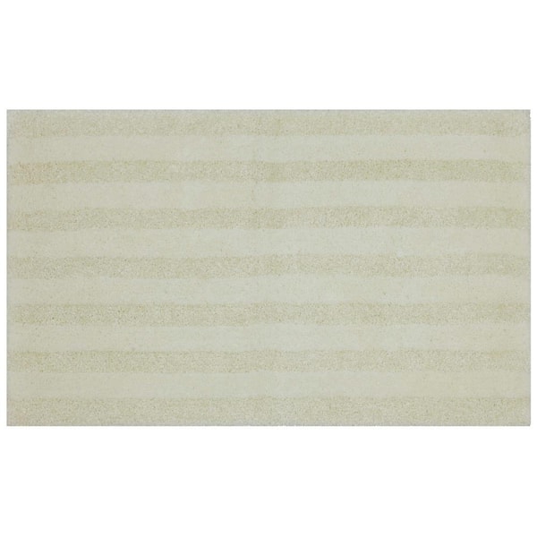 Mohawk Home Basic Stripe Antique White 20 in. x 34 in. Nylon Machine Washable Bath Mat