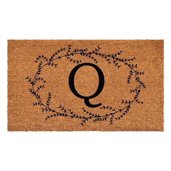 Calloway Mills Rustic Leaf Vine Monogrammed Doormat, 36" x 72" (Letter Q)