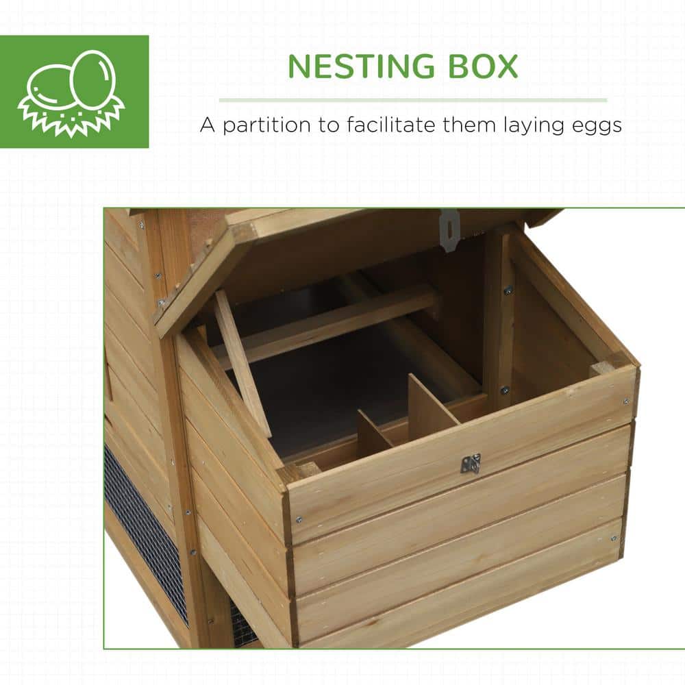 Small Natural Wood Outdoor Chicken Coop with Nesting Box