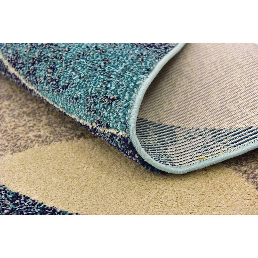 Navy Blue Rectangular Abstract Stain-Resistant Synthetic Rug