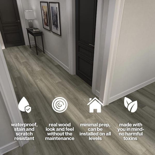 Lucida USA (Sample) Maxcore Silver Leaf Gray Wood Look 22-mil Interlocking Luxury Vinyl Plank