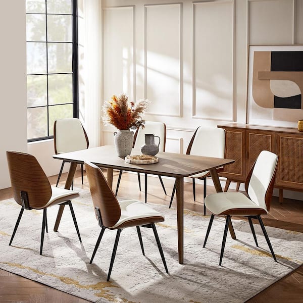 Arsema Ivory Polyester Dinning Chair with Adjustable foot pads Set of 6