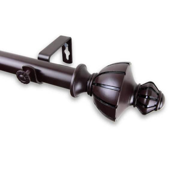 Rod Desyne Jerome 160 in. - 240 in. Adjustable 1 in. Dia Single Curtain Rod in Mahogany