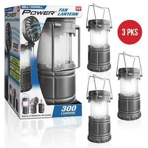Power Fan Lantern 3-PACK - 300 Lumens High Performance LED Lantern with Flip-Up Cooling Fan