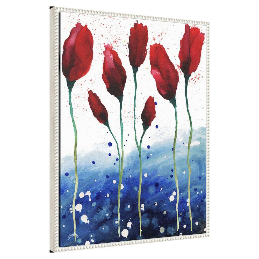Patriotic Floral Abstract Red and Blue Canvas Wall Art