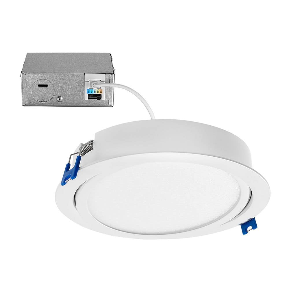 6-Inch White Aluminum LED Recessed Gimbal Downlight with Junction Box