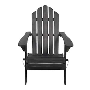 Hollywood Dark Gray Folding Wood Outdoor Patio Adirondack Chair