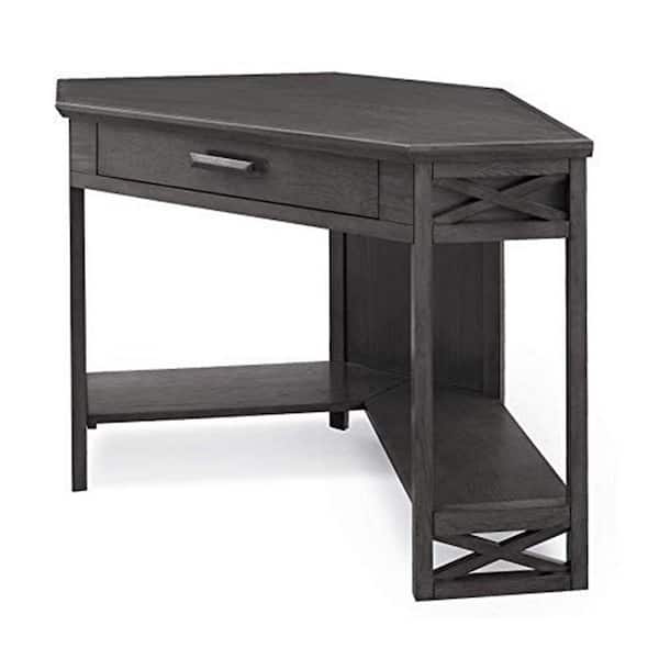 Leick Home Chisel and Forge 48 in. W Smoke Gray and Matte Black Corner 1-Drawer Writing Desk with Drop Front Keyboard Drawer