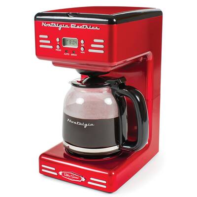12-Cup Red Coffee Maker with Keep Warm Function