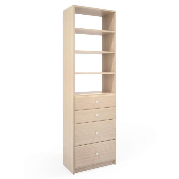 SimplyNeu 14 in. D x 24 in. W x 84 in. H Chai Latte Wood Drawer and Shelving Closet System