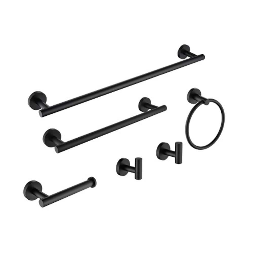 6-Piece Bath Hardware Set with Towel Bar, Toilet Paper Holder, Towel Ring, 