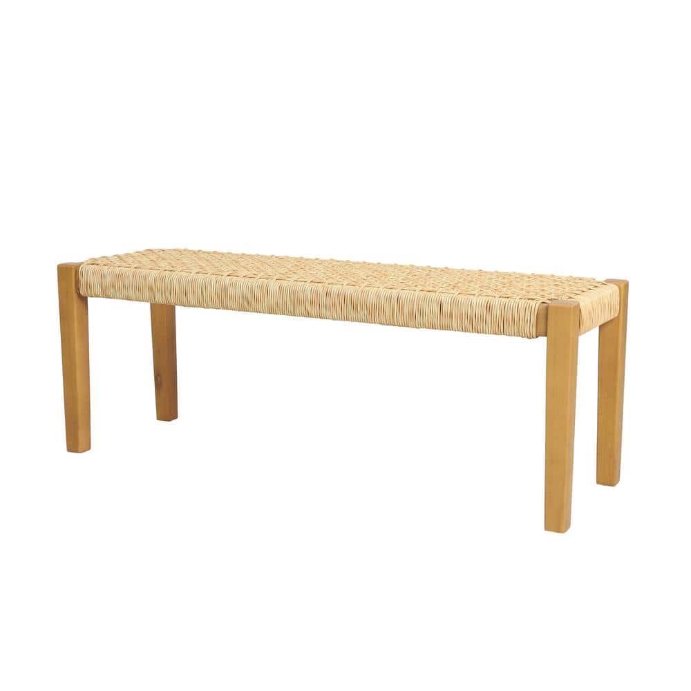 Angie 43" Brown and Teak Acacia Wood Outdoor Bench