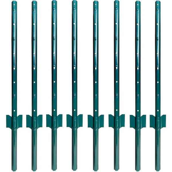 Fence Post 6 ft. L x 3 in. W x 3 in. H Green Steel No Dig Garden U Fence Anchor Plate 8-Pack