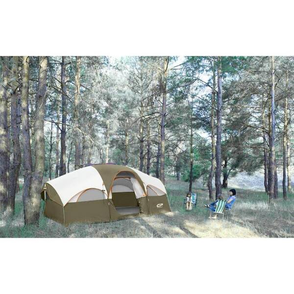 Olive 8-Person Camping Tents, Weather Resistant Family Tent, 5