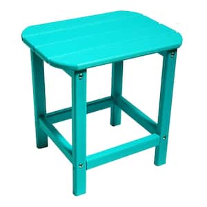 17.5 in. H Square HDPE Modern Qutdoor Side Table in Aqua Blue