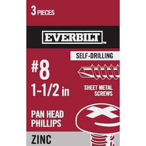 #8 x 1-1/2 in. Phillips Pan-Head Sheet Metal Screws (3 per Pack)