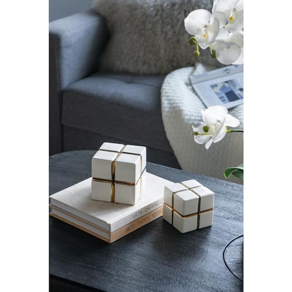 A & B Home Gold 4.1 in. x 4.1 in. Cube Ceramic Other