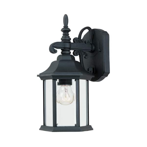 Erving Black 1-Light Outdoor Line Voltage Hardwired Porch Light Wall Sconce with No Bulb Included