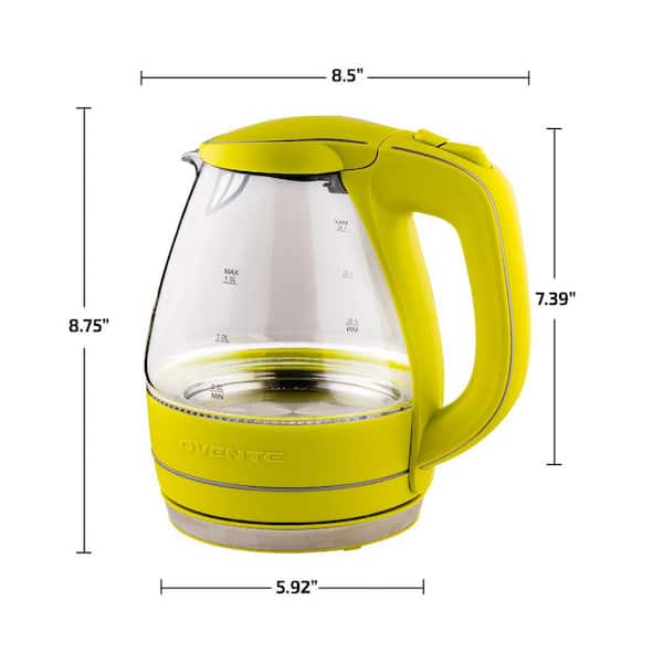 OVENTE Illuminated 6.5-Cup White Electric Kettle with Filter, Fast