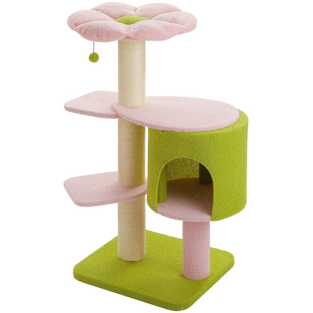 50 in. Tall Pink Large Cat Tree 4.1in. Thicken Scratching Post Condo For Medium to Large Cats price history on PriceWatchPro