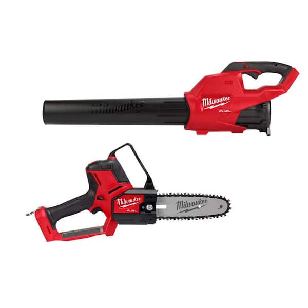 Milwaukee M18 FUEL 120 MPH 450 CFM 18V Lithium-Ion Brushless Cordless Handheld Blower w/M18 FUEL HATCHET Pruning Saw (2-Tool)